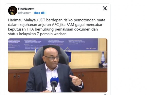 Mới: Sếp lớn AFC nói thẳng về nguy cơ lớn Malaysia bị trừ điểm, quá trình kháng cáo cực phức tạp