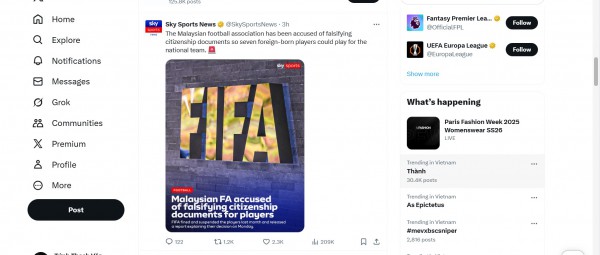 L'Equipe và Sky Sports bất ngờ lên tiếng vụ nhập tịch lậu: Bóng đá Malaysia hoảng loạn L'Equipe và Sky Sports bất ngờ lên tiếng vụ nhập tịch lậu: Bóng đá Malaysia hoảng loạn