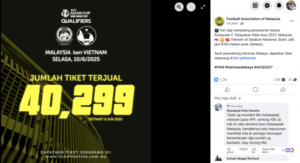 Động thái ‘lạ’ của FAM trước thời điểm FIFA phán quyết: Đổ lỗi cho Chính phủ Malaysia