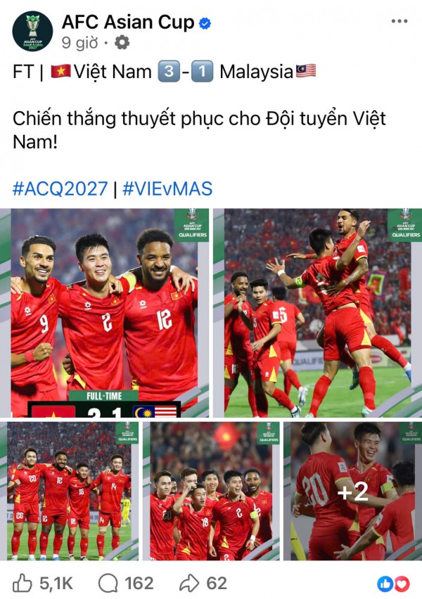 FIFA dí dỏm nhắc tên Hên Son Mạnh, AFC khen ngợi đội tuyển Việt Nam thắng hoàn hảo Malaysia